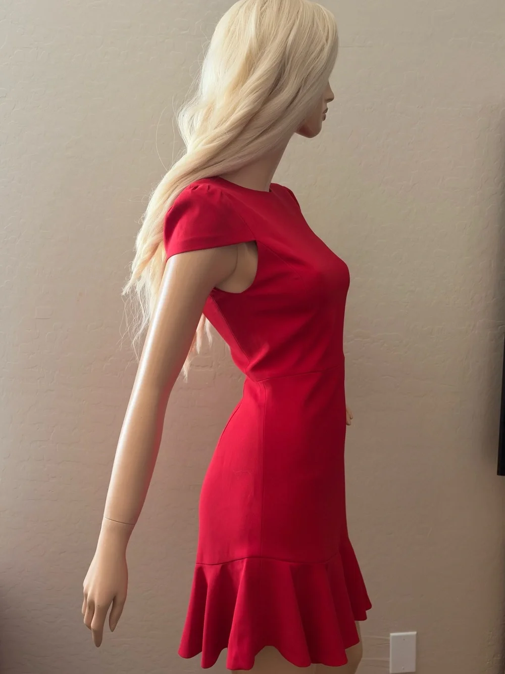 Alice + Olivia Fable Red Asymmetric Ruffle Dress Size 0